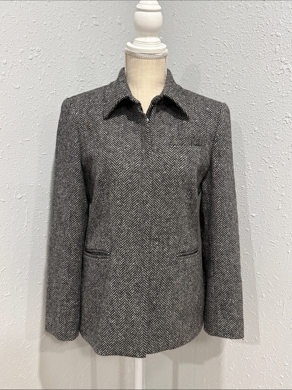Lauren‎ Ralph Lauren Lambs Wool Black & Gray Blazer Jacket Women's Size 6P